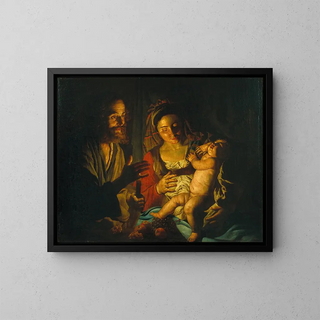 Holy Family - Matthias Stom — framed artwork on a wall