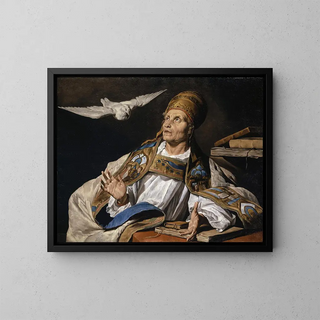 Saint Gregory Painting - Matthias Stom — framed artwork on a wall