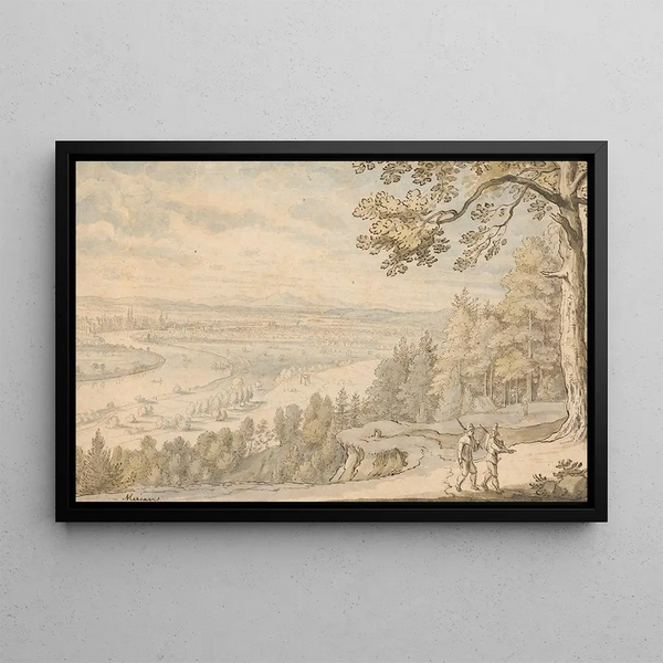 View of Basel from Grenzacherhorn - Matthäus Merian the Elder — framed artwork on a wall