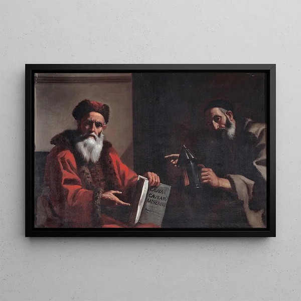 Diogenes and Plato - Mattia Preti — framed artwork on a wall