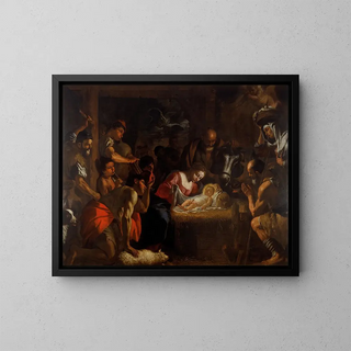 L'Adoration des bergers - Mattia Preti — framed artwork on a wall