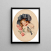 Roses and Cherries - Maud Humphrey — framed artwork on a wall
