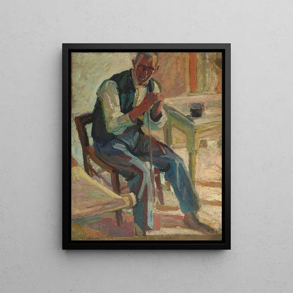 a seated man - Maurice Albert Loutreuil — framed artwork on a wall
