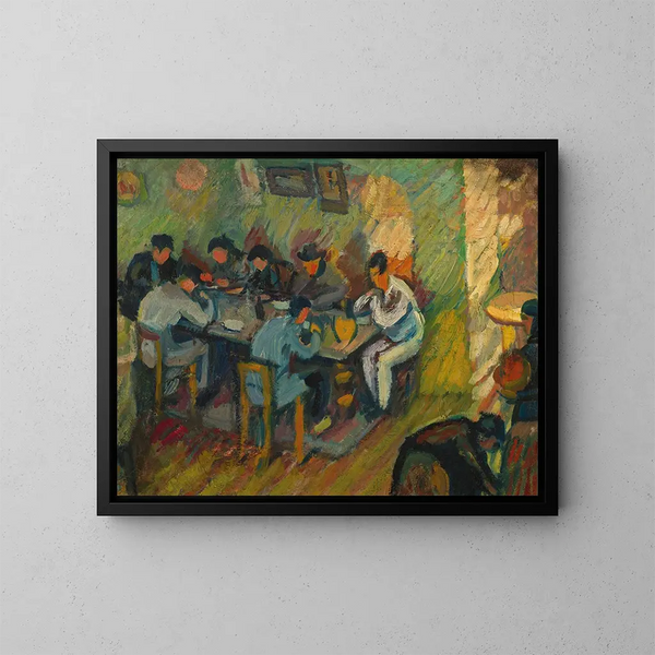Sardinian Peasants or Coffee in Sardinia - Maurice Albert Loutreuil — framed artwork on a wall