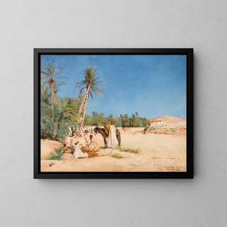 Harvest of dates in Chetma - Maurice Bompard — framed artwork on a wall