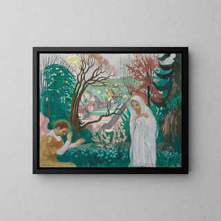 Annunciation in the Spring Garden - Maurice Denis — framed artwork on a wall