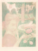 Young woman receiving a bouquet of flowers in a garden - Maurice Denis — artwork view