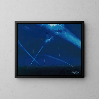 The last raid of the zeppelins on the night of January 29 to 30, 1916 - Maurice Jean Bourguignon — framed artwork on a wall