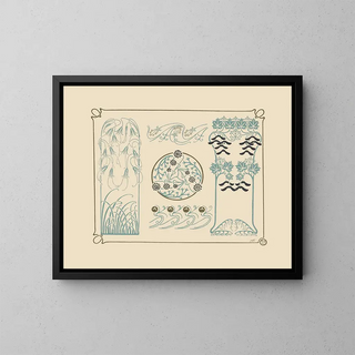 Abstract design based on berries, leaves, and herbs - Maurice Pillard Verneuil — framed artwork on a wall