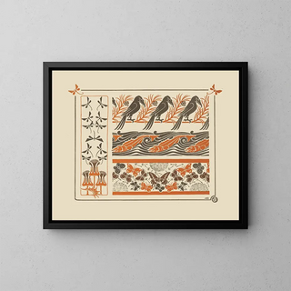 Abstract design inspired by birds, fish, butterflies, and dragonflies - Maurice Pillard Verneuil — framed artwork on a wall