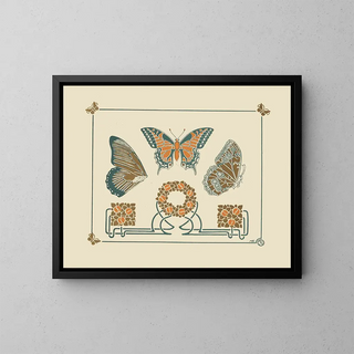 Abstract design based on butterflies and leaves - Maurice Pillard Verneuil — framed artwork on a wall