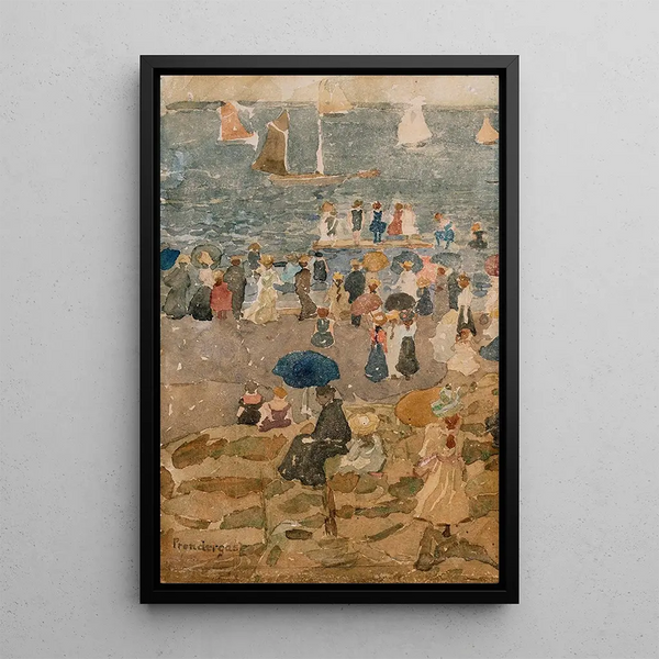 Beach Scene North Shore - Maurice Prendergast — framed artwork on a wall