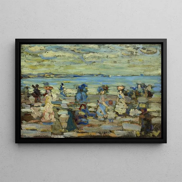 Beach scene - Maurice Prendergast — framed artwork on a wall