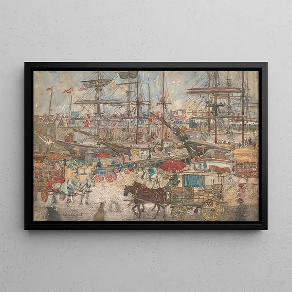 Docks at East Boston - Maurice Prendergast — framed artwork on a wall