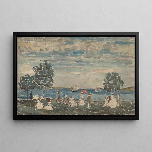 Figures sur une plage - Maurice Prendergast — framed artwork on a wall