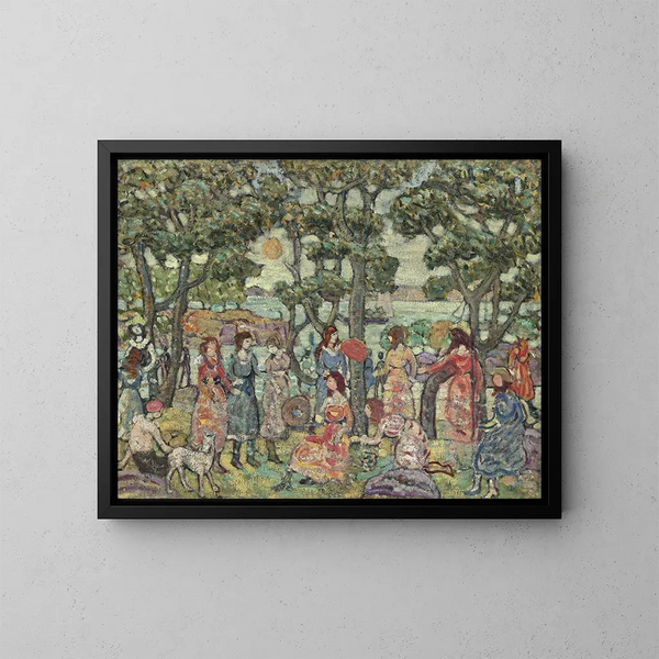 Landscape with Figures - Maurice Prendergast — framed artwork on a wall