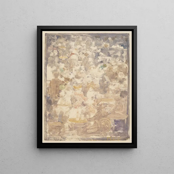 Outdoor café scene - Maurice Prendergast — framed artwork on a wall
