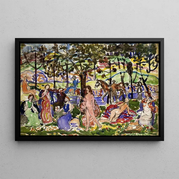 Park scene painting - Maurice Prendergast — framed artwork on a wall