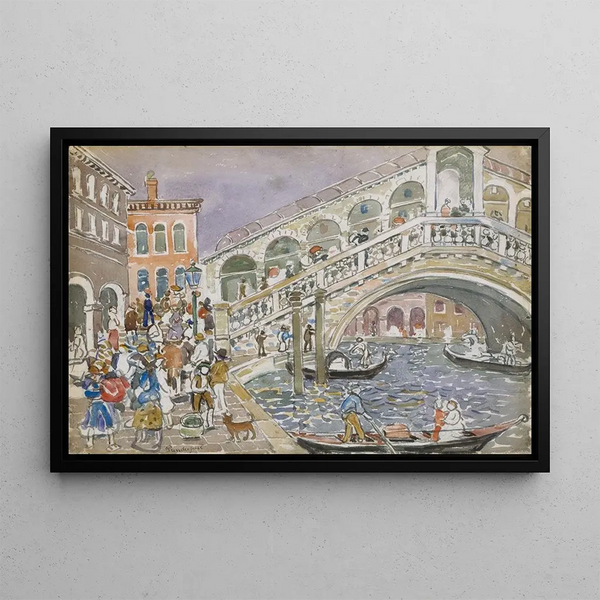 Rialto Bridge, covered bridge, Venice - Maurice Prendergast — framed artwork on a wall