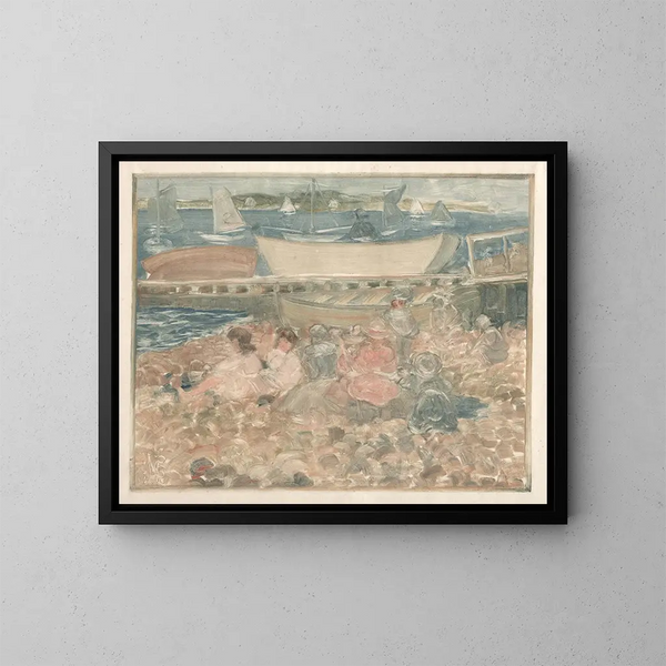 Children playing in a shipyard - Maurice Prendergast — framed artwork on a wall