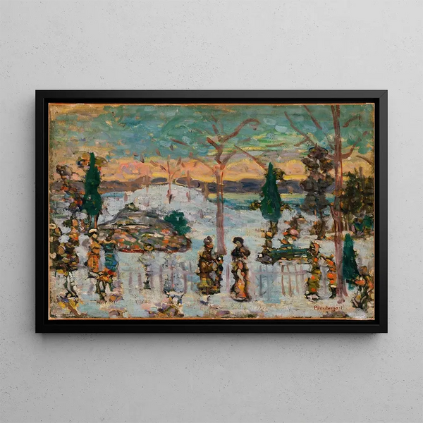 Snow in April - Maurice Prendergast — framed artwork on a wall