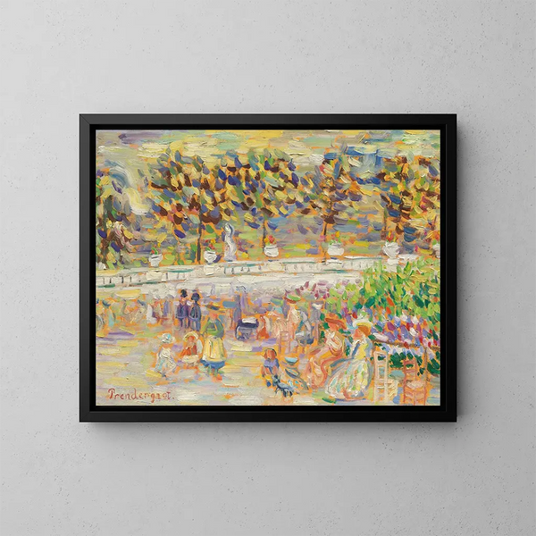 Summer in the Luxembourg Garden Park Paris - Maurice Prendergast — framed artwork on a wall