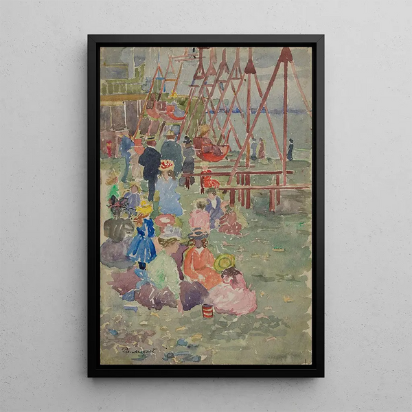 Swings at Revere Beach - Maurice Prendergast — framed artwork on a wall