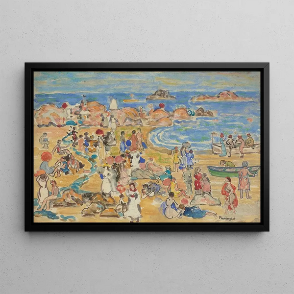 View along the coast of New England - Maurice Prendergast — framed artwork on a wall