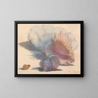 Trois coquillages près d'un hôtel pliant de Delft - Maurits van der Valk — framed artwork on a wall