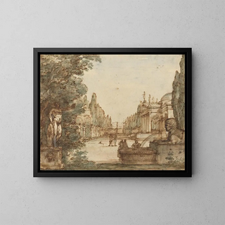Caprice avec une villa palladienne - Mauro Antonio Tesi — framed artwork on a wall