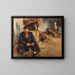 an interior with a man peeling potatoes - Maurycy Minkowski — framed artwork on a wall