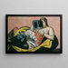 a reclining woman with a book and iris - Max Beckmann — framed artwork on a wall