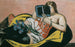 a reclining woman with a book and iris - Max Beckmann — artwork view