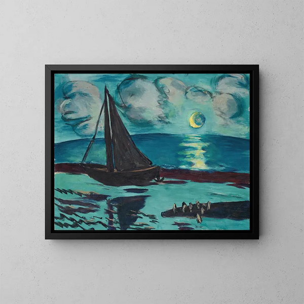 Night Moon at the Seaside - Max Beckmann — framed artwork on a wall