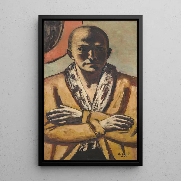 Self-portrait yellow-pink - Max Beckmann — framed artwork on a wall