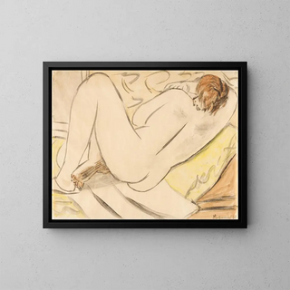 Sleeping Nude Painting - Max Beckmann — framed artwork on a wall