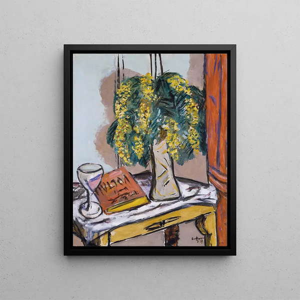 Still life with mimosas - Max Beckmann — framed artwork on a wall
