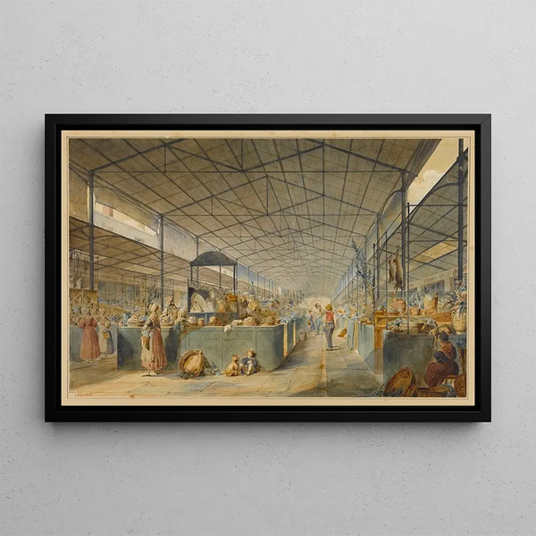 Vue de l'Intérieur des Halles - Max Berthelin — framed artwork on a wall