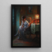 Young woman in lamplight - Max Carlier — framed artwork on a wall