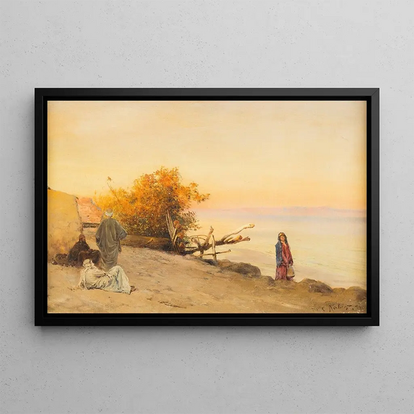 Gens puisant de l'eau en Haute-Égypte - Max Friedrich Rabes — framed artwork on a wall