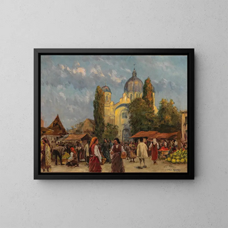 Market in Sofia - Max Friedrich Rabes — framed artwork on a wall