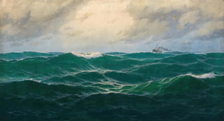 Marine landscape with steamship on the horizon - Max Jensen — artwork view