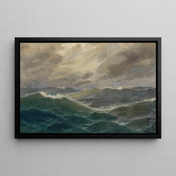 Sea Storm Painting - Max Jensen — framed artwork on a wall