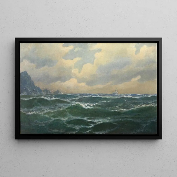 Stormy Sea Painting at Kstennhe - Max Jensen — framed artwork on a wall