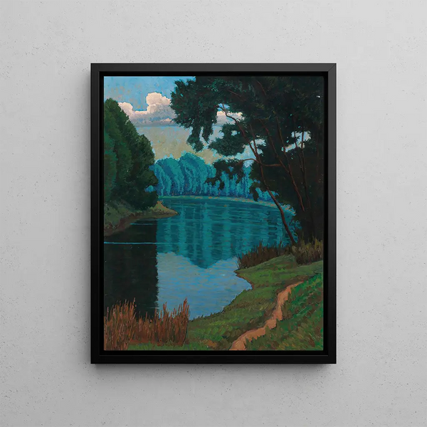 English varnished painting - Max Kahrer — framed artwork on a wall