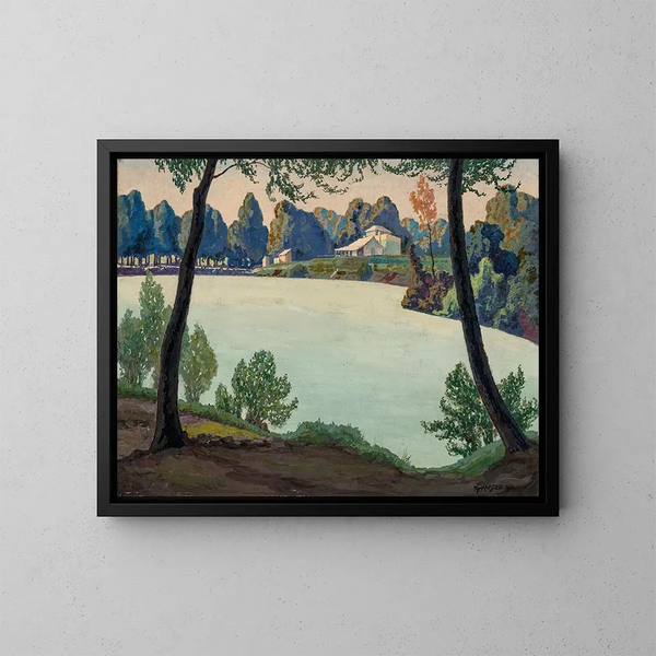 Silver Lake near Hflein - Max Kahrer — framed artwork on a wall