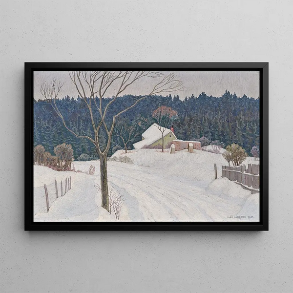 Winter in the Kferkreuz Forest - Max Kahrer — framed artwork on a wall