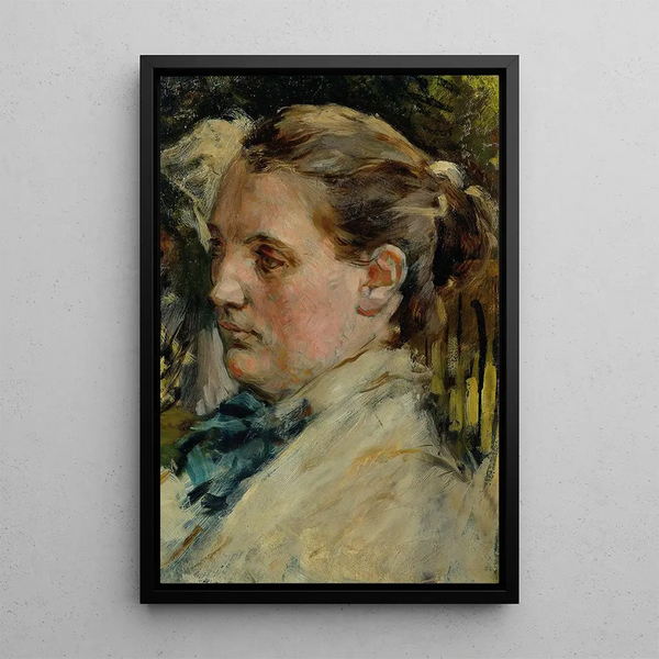 Head of a Female Study - Max Klinger — framed artwork on a wall