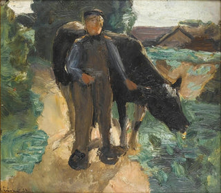 a farmer with his cow - Max Liebermann | Painting — artwork view