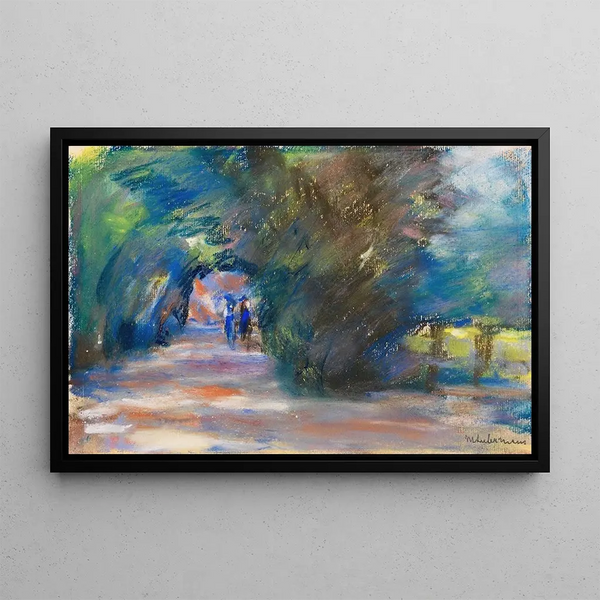 Allée with two horsemen - Max Liebermann — framed artwork on a wall
